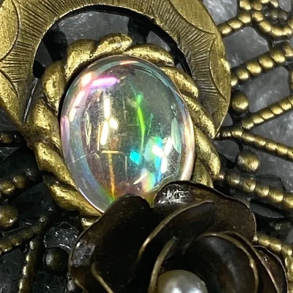 Angel Pin Brooch Marked KC Vintage Gold Tone Halo Rose Flower Guardian Christian - Picture 13 of 13